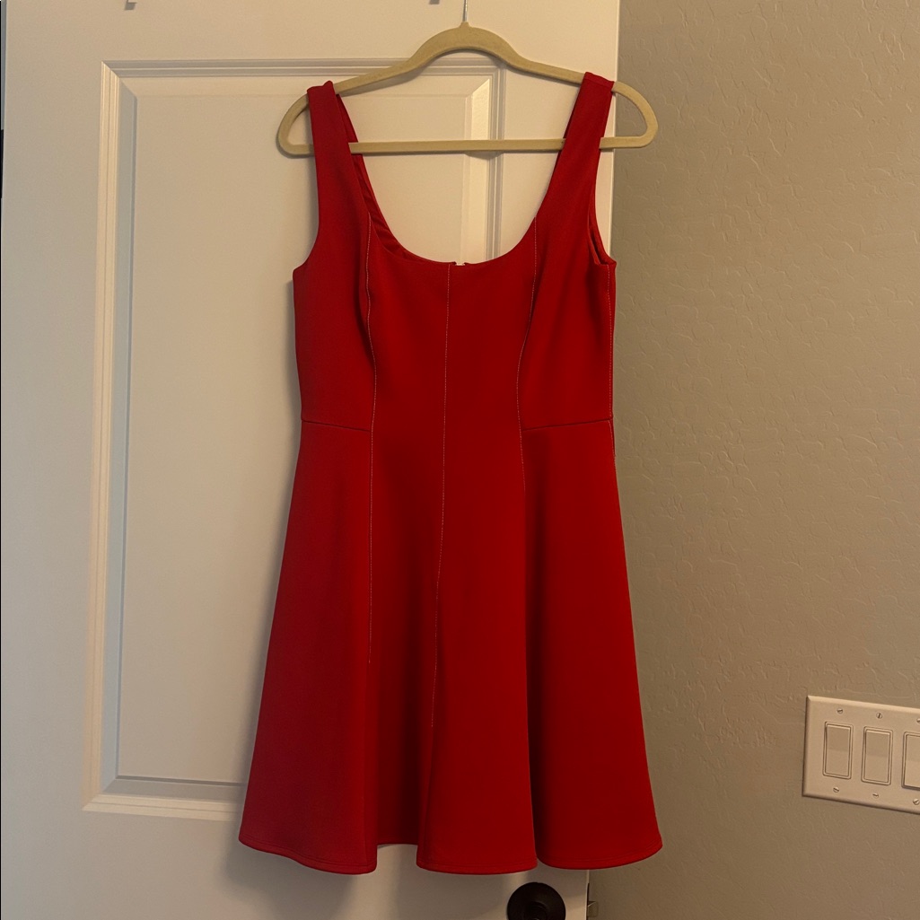 Ted Baker Vibrant Red Dress With White Detailing Size 8 Ted Size 3